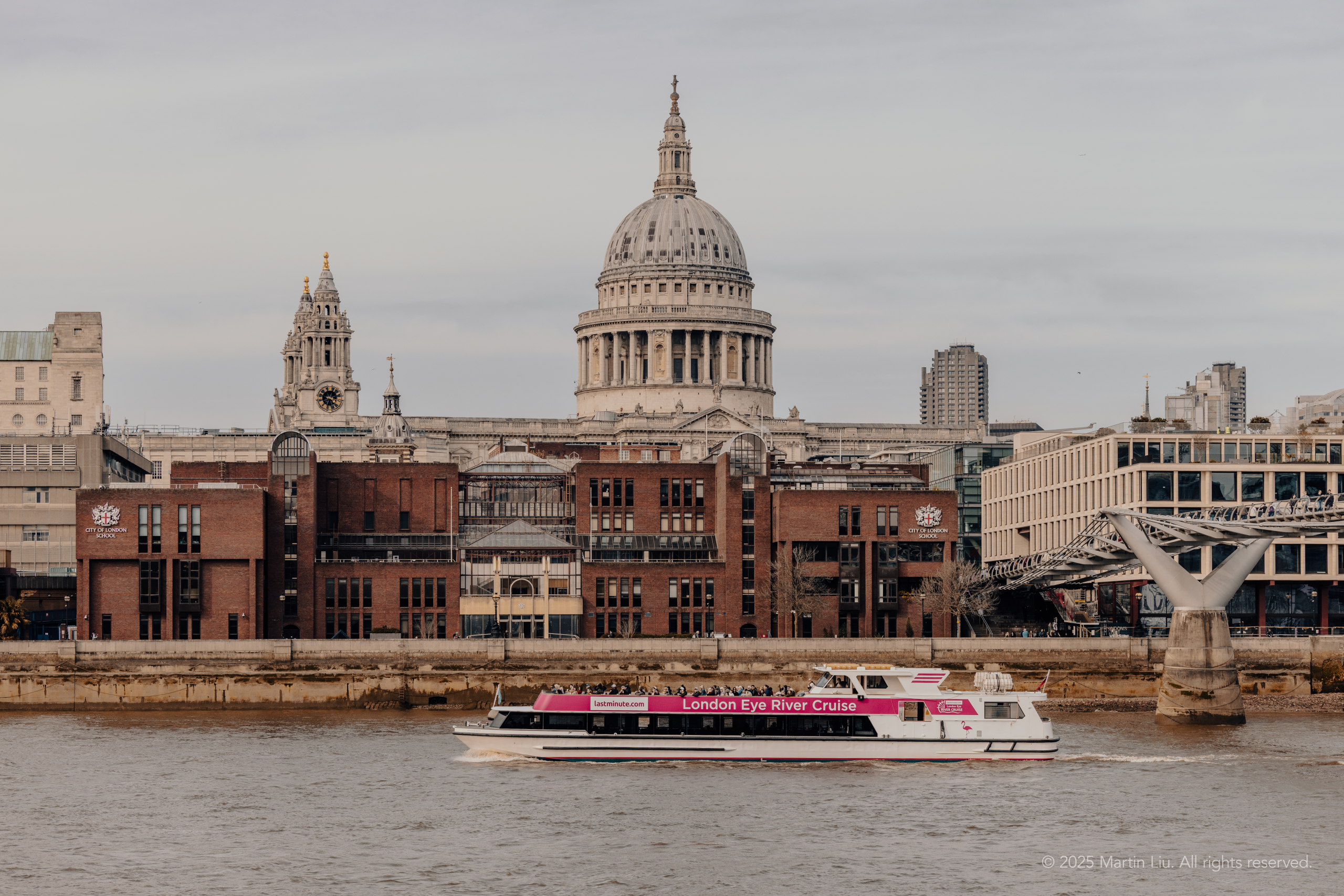 City of London School located on Victoria Embankment with Queen's Building of Queen Mary University of London in the background