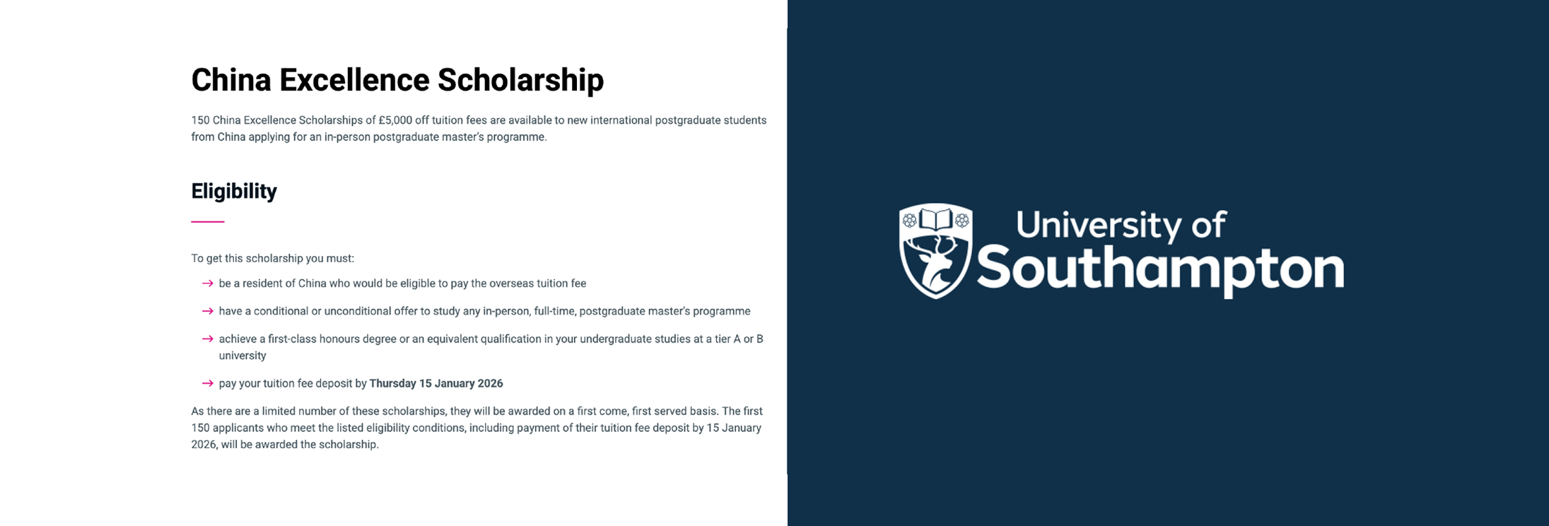 2026 University of Southampton PGT Scholarships｜南安普顿大学奖学金申请指南